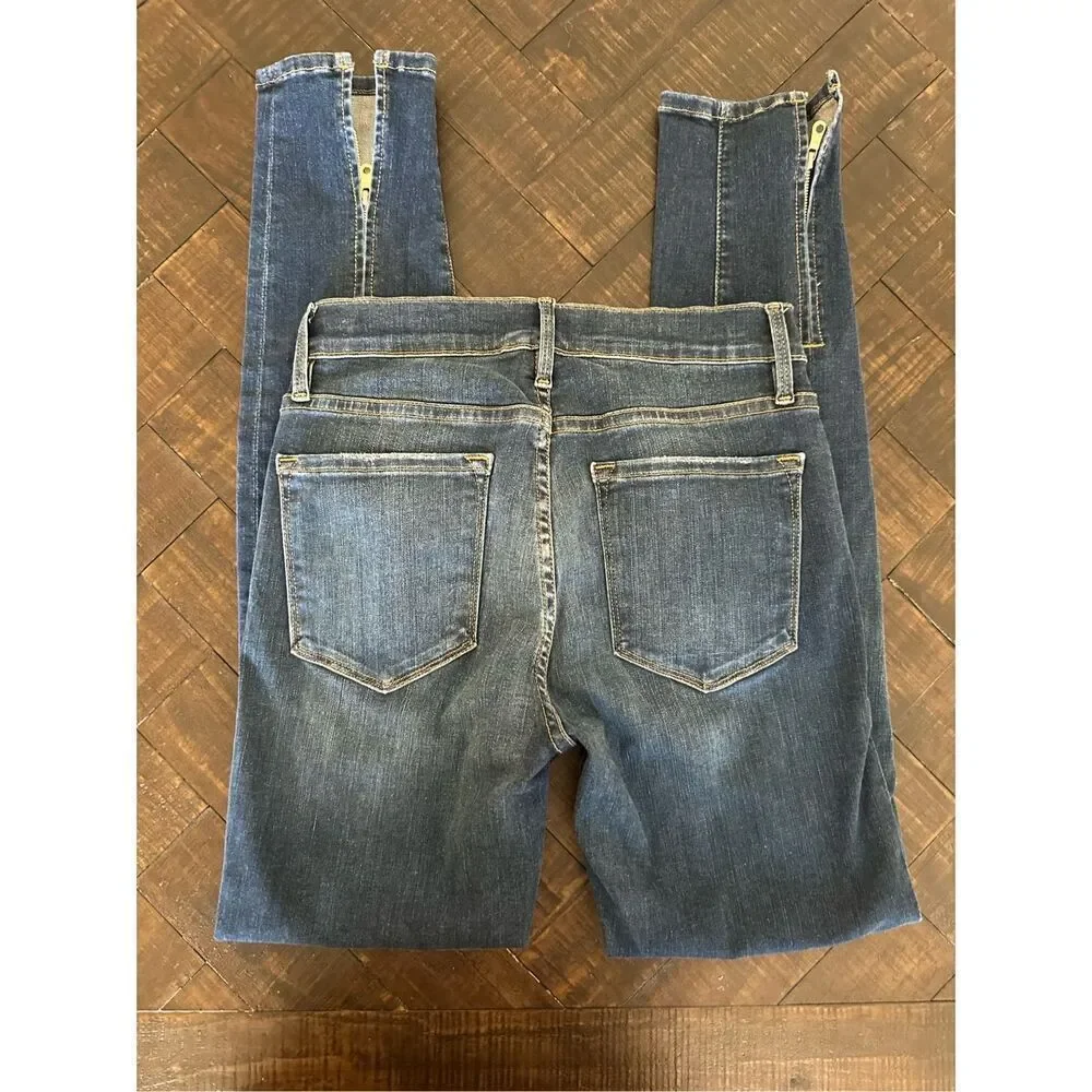 FRAME Denim Skinny Ankle Zip Le Skinny de Jeanne Blue Classic 5 Pocket Jeans Siz